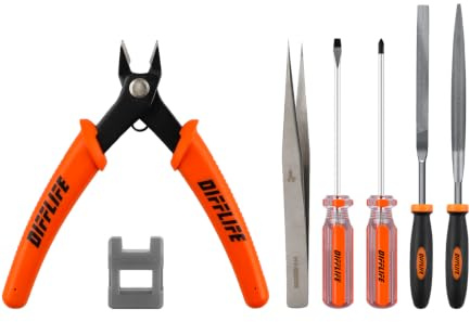 DIFFLIFE Professional 9 PCS Model Tools Kit Modeler Basic Tools Craft Set Hobby Building Tools Kit for Car Model Building Repairing and Fixing-9 Piece