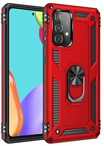 Max Power Digital Cover per Samsung Galaxy A52/A52s 5G con Girevole Anello 360 Gradi Custodia Magnetica Antiurto Rigida Resistente Protettiva Case Bumper Ring (Samsung Galaxy A52/A52s 5G, Rosso)