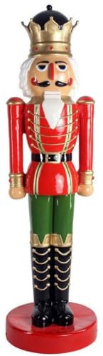 Casa Padrino Luxus Deko Skulptur Nussknacker König Rot/Mehrfarbig/Gold H. 200 cm - Lebensgroße Weihnachts Deko Figur - XXL Deko Skulptur - XXL Deko Figur - XXL Weihnachts Skulptur
