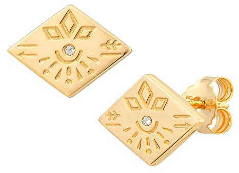 cai Damen Ohrstecker 925/- Sterling Silber 1,0cm vergoldet Weißtopas gelb 274220225V