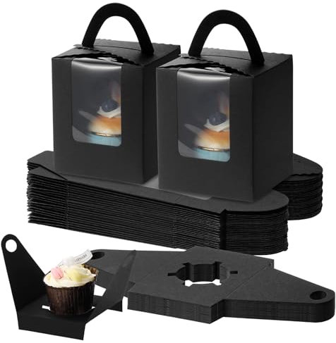 TsunNee 30PCS Individual Cupcake Boxes with Adjustable Inserts, Paper Bakery Boxes for Christmas Birthday Wedding Baby Shower Party Favors