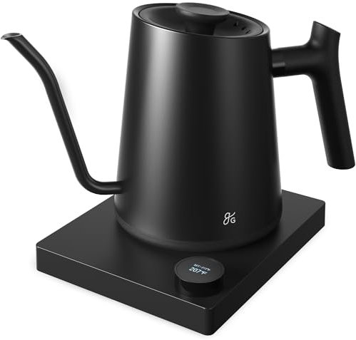 Greater Goods - Bollitore elettrico a collo di cigno - Perfetto per tè e versare sopra caffè, 1200 W (nero onice)