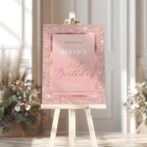 Rose Gold Birthday Party Welcom Sign, 18th or 21st Birthday Party Sign, Use for any Age