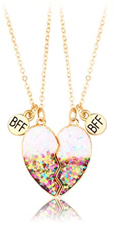 IERCZA Freundschaftskette, Freundschafts-Anhänger-Halsketten-Set Best Friends-Kette, BFF-Halskette, Herz Lila für 2 Mädchen, Geburtstagsgeschenk für beste Freunde(rosa Farbverlauf)