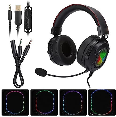 Kopfhörer, Gaming-Headset, RGB-Kopfhörer für/One X/One/PC/Laptop/PSP/Tablet PC/IOS/Android (schwarz Rot ABS) (Schwarz Rot (Pferderennen RGB Licht))