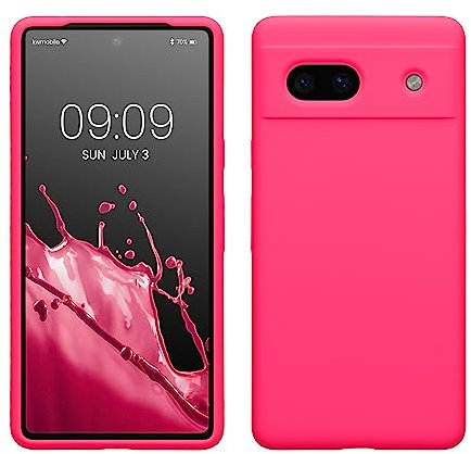 kwmobile Handyhülle für Google Pixel 7a Hülle, für Pixel 7a Case - Hülle Silikon - kabelloses Laden - Neon Pink