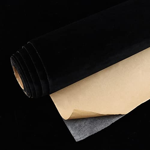 VEELIKE Black Velvet Fabric Wallpaper Self Adhesive Black Contact Paper for Furniture Sticker Sticky Back Plastic Roll Cupboard Vinyl Wrap Jewelry Box Thick Lining Paper for Drawers Bedroom 40cm×300cm