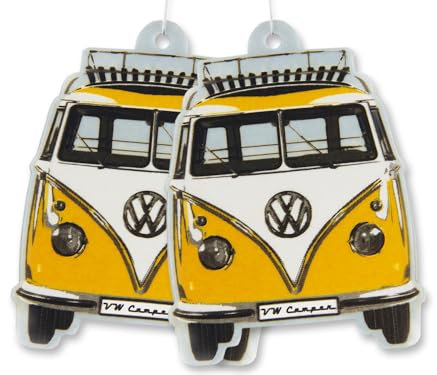BRISA VW Collection - Volkswagen Air Freshener, Room Freshener, Deodorizer for Cars T1 Bus Campervan Motif (Citrus/Yellow/Set of 2)