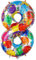 Ponmoo 40 Zoll Foil Luftballon Zahl 8 Mehrfarbig (101cm), Aufblasbares Helium oder Luft, Riesige Folienballons Nummer 0-100, Große Ballones für Hochzeitstag und Geburtstag Party Dekoration