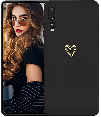 Kaywzo Cover per Huawei P20 Pro,Custodia in Silicone TPU Liscio di Morbido con Modello Cardiaco,Design Minimalista,Ultrasottile Donna Antiurto Case Cover,Nero
