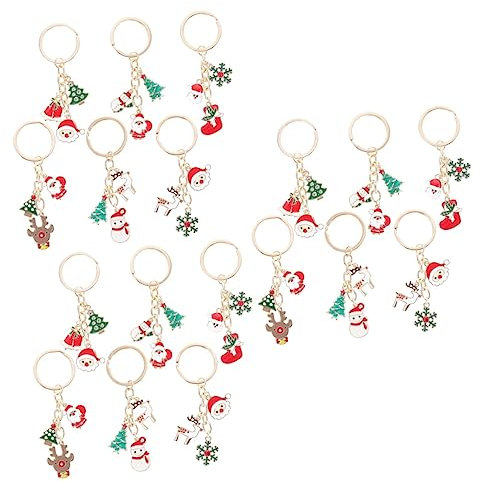 ABOOFAN 18pcs Wide Application Keychains Elk Snowman Santa for Christmas Purse Party Favors Decorative Pendant Safe Material