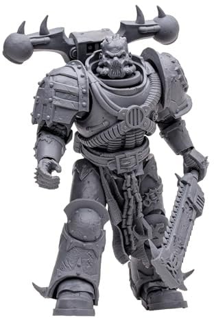 McFarlane Toys Warhammer 40 000 World Eaters Khorne Berzerker Figurine de 17,8 cm – Gris Mat pour Personnalisation avec Carte d'art