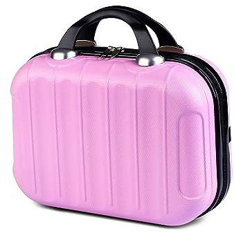 Balakaka Vanity Femme 10L, Léger Portable Voyage avec Poignée, 14 Pouces ABS Case Rigide Peut être Accroché aux Bagages, Rose Foncé