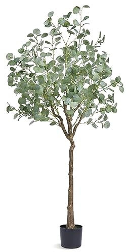 VEVOR Árbol Artificial Árbol de Eucalipto 800 x 1810 mm Planta Artificial de PE para Decoración Maceta de Árbol Verde 170 x 145 mm para Hogar, Oficina, Hotel, Centro Comercial, Interior y Exterior