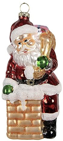 Clayre & Eef Weihnachtsanhänger Weihnachtsmann 12 cm Rot Glas Weihnachtsbaumschmuck