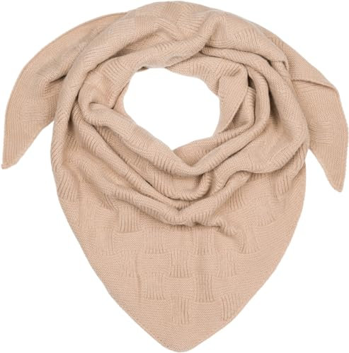 styleBREAKER Damen XXL Strick Dreieck Schal Einfarbig mit Schachbrett Strickmuster, Maxi Schal, Dreieckstuch, Warmes Winter Tuch 01020047, Farbe:Taupe