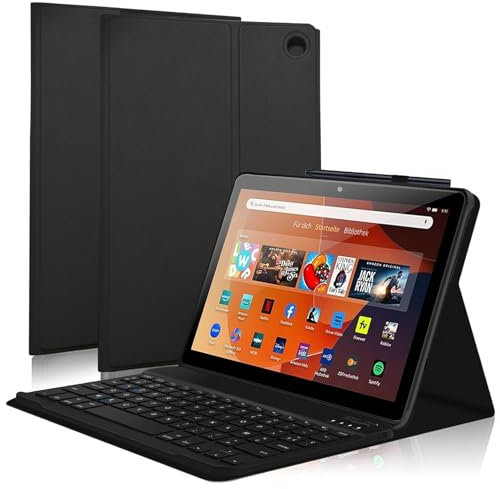AVNICUD Étui Clavier pour Fire HD 10 Tablet 2023 - Clavier AZERTY Français Bluetooth Magnétique Coque pour All-HD10/HD10 Plus 10.1, Noir