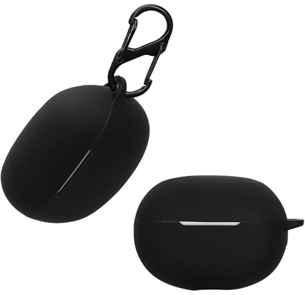 kwmobile Schutzhülle für Xiaomi Realme Buds Air 5 Pro Hülle - TPU Silikon Case für Kopfhörer Ladecase - stoßfestes Cover mit Karabiner - Schwarz