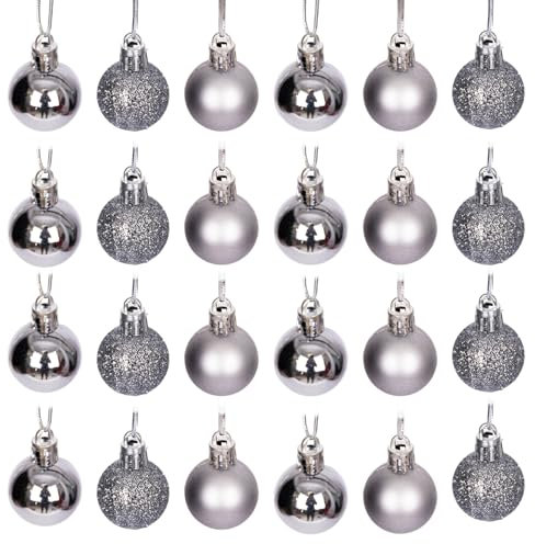 30mm/12Pcs Christmas Baubles Shatterproof Mid Grey, Christmas Tree Decorations Ball Ornaments Balls Xmas Hanging Decorations Holiday Decor - Shiny,Matte,Glitter