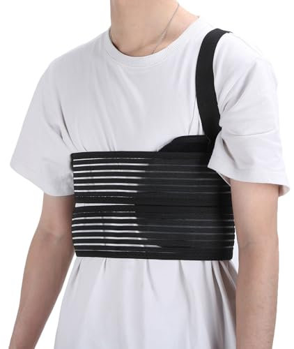 Watris Veiyi Gebrochene Rippenbandage, Elastischer Rippengürtel, Atmungsaktiver Ripp-Brustbandage, Verstellbare Brustwickelgürtel, 80-115cm/31.5-45.3in