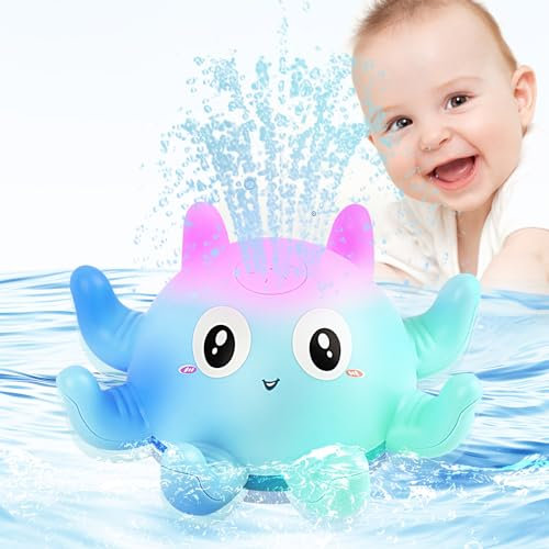 Jouets de Bain Bébé, Jouets de Douche à Induction Automatique, Jouets de Bain Lumineux pour Bébé, Jeu d'eau Poulpe de à Jet pour Les Enfants, Baignoire Piscine Jouets de Bain1 2 3 4 Ans garçons Filles