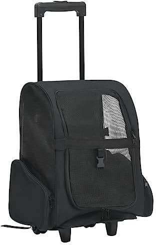 FENLAX Mehrzweck-Haustiertrolley Faltbar Schwarz 40x25x55 cm Haustier-Rucksack Haustier-Transporttasche Trolley für Haustiere Zusammenklappbare Trolley All-in-one-Design