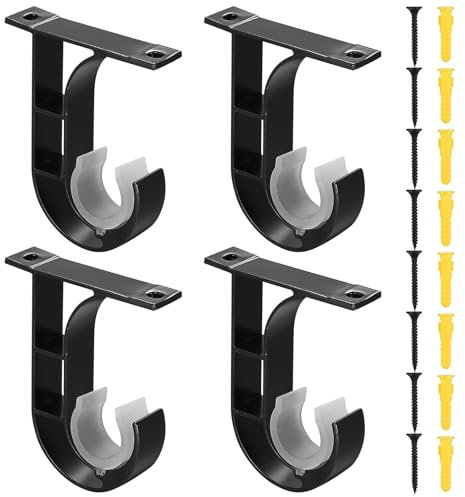 4 Stk Gardinenstangenhalter, Gardinenstange Halterungen, Gardinenstangen Halterung, Deckenhalterung Gardinenstange, Metall Wandhalterung Vorhangstangenhalter für Gardinen Kleiderstange Duschstange