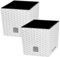 KOTARBAU® Juego de 2 macetas de 6,8 L, altura: 20 cm, color blanco, maceta de plástico con maceta interior, juego como maceta de ratán para interior y exterior