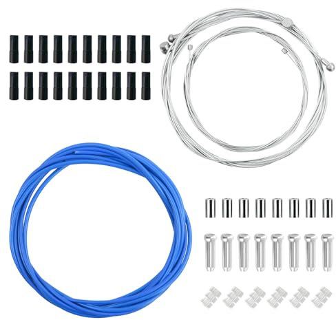 Cavo Freno Bicicletta Universale 2.5M, Guaina per Cavi Cambio Bici 2M, 1.1/1.7M Filo Freno Anteriore Posteriore, 1.55/2.1M Cavo Deragliatore, Kit Guaina Freni per Bici da Montagna da Strada (Blu)