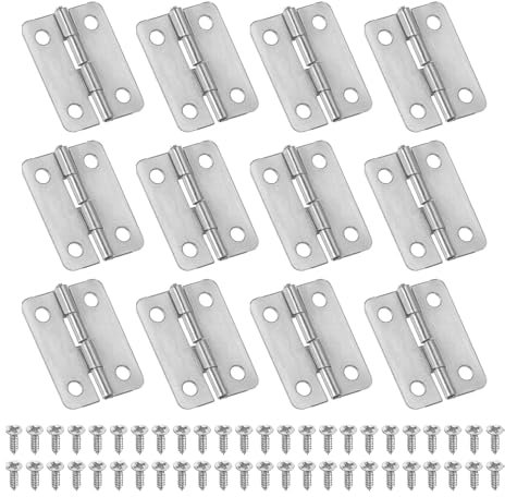 PATIKIL Small Butt Hinges 1 Inch, 12 Pack Mini Jewelry Box Hinge with Screw for Jewelry Wooden Boxes Cabinet Drawer Doors Gate, Silver
