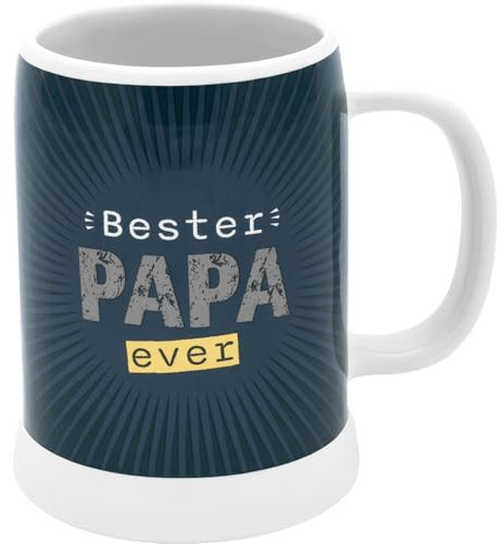 GRUSS & CO Bierkrug Motiv Bester Papa ever | Steinzeug, 60 cl, Höhe 13 cm, Durchmesser 8,5 cm | Geschenk für Papa, Vatertag, Geburtstag | 73887