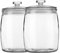 Absovetu Set of 2 Large Glass Storage Jars with Push-Top Lids 2 Litre - Sweet Jars with Lids Airtight Wide Mouth Cookie Jar Round Biscuit Jar for Cereal Pasta Candy Sourdough Starter