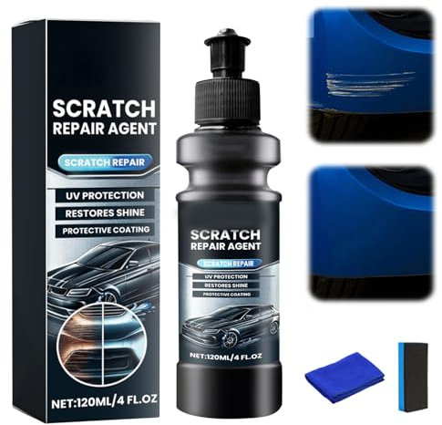 Auto Politur Set, 120ml Profi Autopolitur, Kratzer Entferner Auto mit Polierschwamm, Auto Kratzer Entferner, Autopolitur Kratzer Entferner für alle Fahrzeugfarben, Autolack Kratzer Entferner