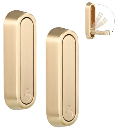 Dntorx Folding Wall Hooks, 2 Pack, Gold, Zinc Alloy, Heavy Duty Coat Hooks | 90° Foldable Design, Wall Mounted, Holds Up To 40 Lbs, Screws And Anchors Included, For Hanging Coats, Towels, Bags, Keys