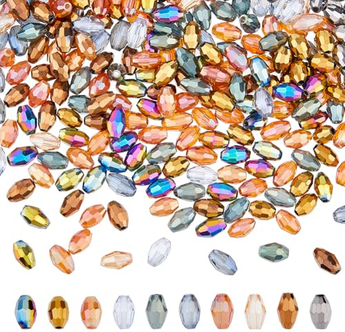 DICOSMETIC 500 Stücke 10 Farben Oval Glasperlen Elektroplattierte Glasperlen Facettierte Bicone Perlen Kristallperlen Mini Glitzerperlen 6x4mm Winzige Lose Perlen Für Die Schmuckherstellung
