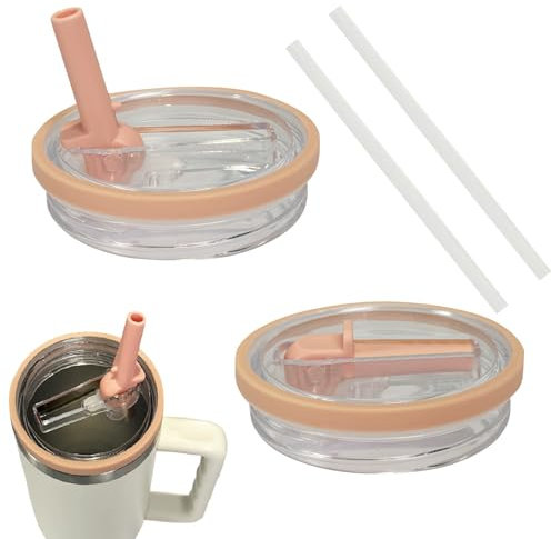 2 PCS Tumbler Flip Straw Lid Replacement Fit for Stanley Cup 40 OZ, Spill Proof Splash Resistant Cup Lid fits for Stanley Quencher Tumbler, Proof Tumbler Covers for Stanley Cup Accessories (pink)