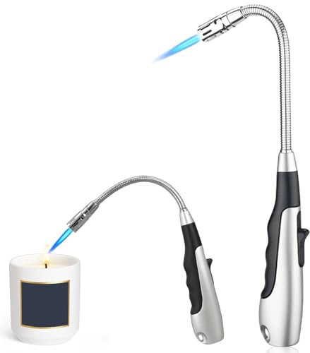 Asrfrode Stabfeuerzeug Jetflamme, Sturmfeuerzeug Lang Stab Nachfüllbar Gasfeuerzeug Jet Flamme Sturmflamme Feuerzeuge für Kerzen Kamin Grill Ofen Küche Camping (Ohne Gas)