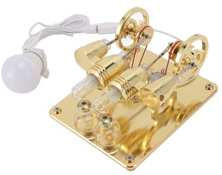4-Zylinder-Stirlingmotor, LED-Licht, Stirlingmotor, Lernspielzeug, Hohe Härte, für, Klassenzimmer (GOLD)