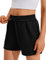 PINSPARK Kurze Hose Damen Sport Shorts Sommer Laufhose Hohe Taille Laufshorts mit Taschen Sporthose Schnelltrockene Wanderhose Running Shorts für Fitness Gym Yoga Schwarz M
