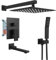 NBAAVBJV 3-Funktions-Regenduschen-Set mit ultradünnem Regenduschkopf, LED-Dusche, an der Wand montierte Duschmischbatterie, drehbar mit Wannenauslauf, Duschset, Schwarz, 8 Zoll
