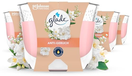 Glade Duft-Kerze im Glas, Anti Geruch, (4 x 204 g), bis zu 30 Stunden Brenndauer pro Kerze