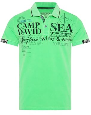 Camp David Herren Pikee-Polo mit Logo Artworks Electric Green XL