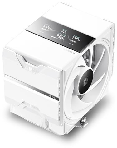 Sudokoo SK700V Bianco Dissipatore con Schermo Digitale,Esclusivo per AM5, CPU Cooler ad Aria, 7 HeatPipes,Ventola M-Winding Tech, Libertà di RAM Completa, Garanzia 5 Anni