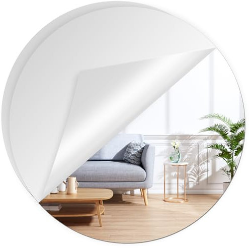 XiaoLidm 2 Pcs 40cm Selbstklebende Spiegel Rund, Spiegel Bad zum Kleben, Großer Mirrors HD DIY Wandspiegel für Gäste WC, Badzimmer, Ankleidezimmer, Wohnzimmer etc