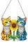 Diamond Painting Frühling Fensterdeko Hängend Katze Deko Diamant-Painting Fensterbilder Frühling Deko Diamond Malerei Tür Kranz Anhänger Frühling Hängedeko Fensterschmuck Diamant Malerei Basteln (L)