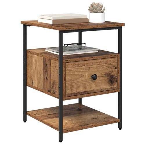 vidaXL Bedside Cabinet Old wood 40 x 42 x 56 cm Engineered wood, Elegant Nightstand, Modern Bedroom Furniture, Rectangular Storage, Durable Bedside Cabinet, Stylish Utility Table, Compact Unit