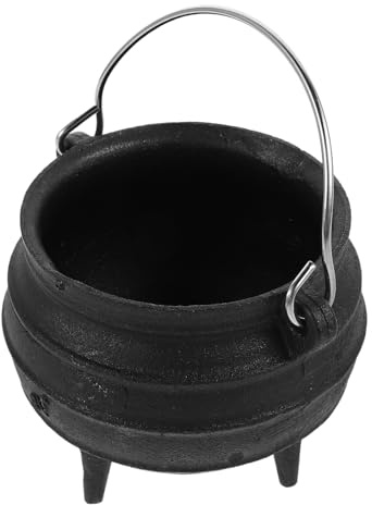 Quemador Incienso Olla de Hierro de Triple Apoyo Negro con Asa | Soporte para Varillas de Manchas, Cuenco de Hierro para Quemar, Aromaterapia y Hogar
