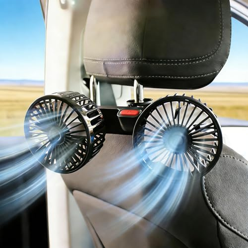 Nircho Car Fan,Car Cooling Fan for Rear Seat USB Fan with 3 Speeds, 360 Rotating Backseat Electric Vehicle Fans, Portable Silent USB Fans for Vehicles Such as Sedan, SUV, RV