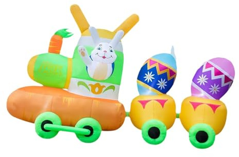 MotiveTech Osterdeko Aufblasbarer Bunny Prop LED Licht Wetterfest Polyester mit Cartoon Tierdesign für Rasen Innenbereich Terrasse für Ostern Party Deko 208cmx9