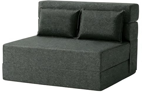 RBFGYIOP 4-in-1 Convertible Folding Sofa Bed Chair with 2 Pillows - Tufted Twin Sleeper Loveseat, Portable Pull-Out Futon Couch, Comfy Floor Lounger with Back Support for Living Room, Bedroom, Guest r